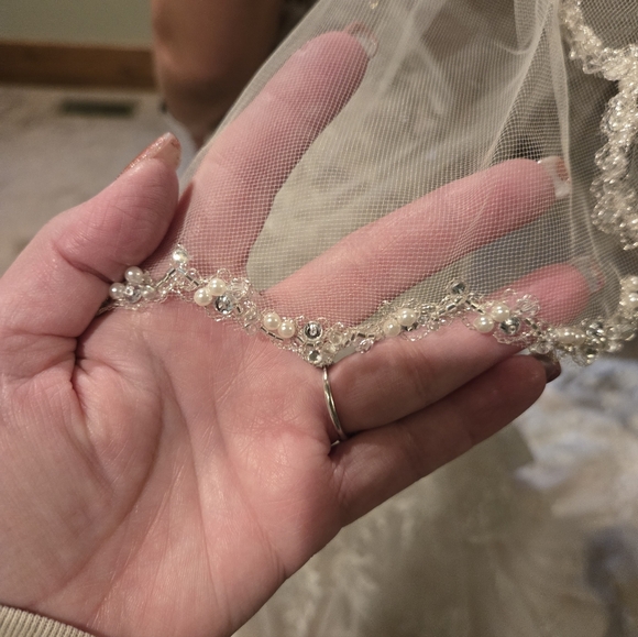 Elegant Beaded Lace Wedding Dress - Picture 9 of 11